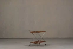 Chariot de bar vintage en aluminium et plastique, Italie années 1970