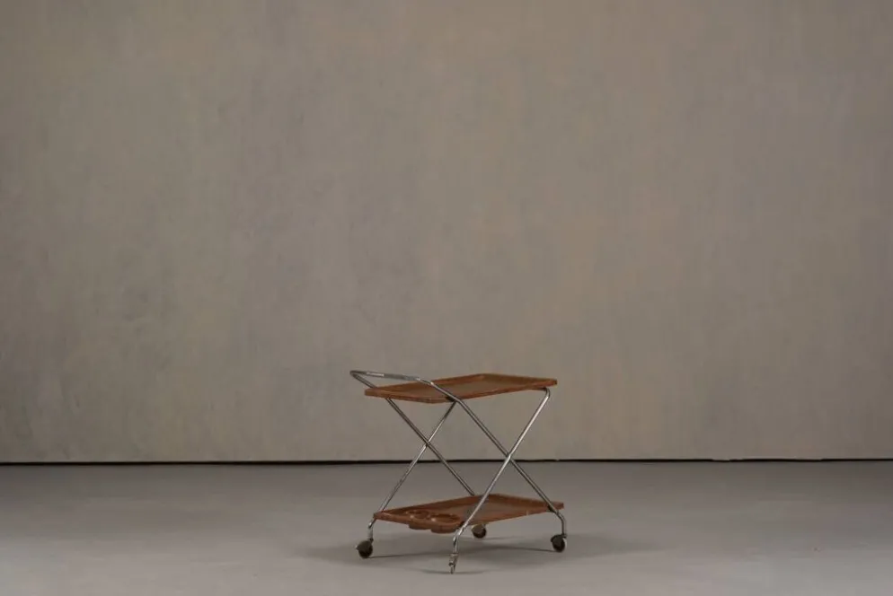 Chariot de bar vintage en aluminium et plastique, Italie années 1970