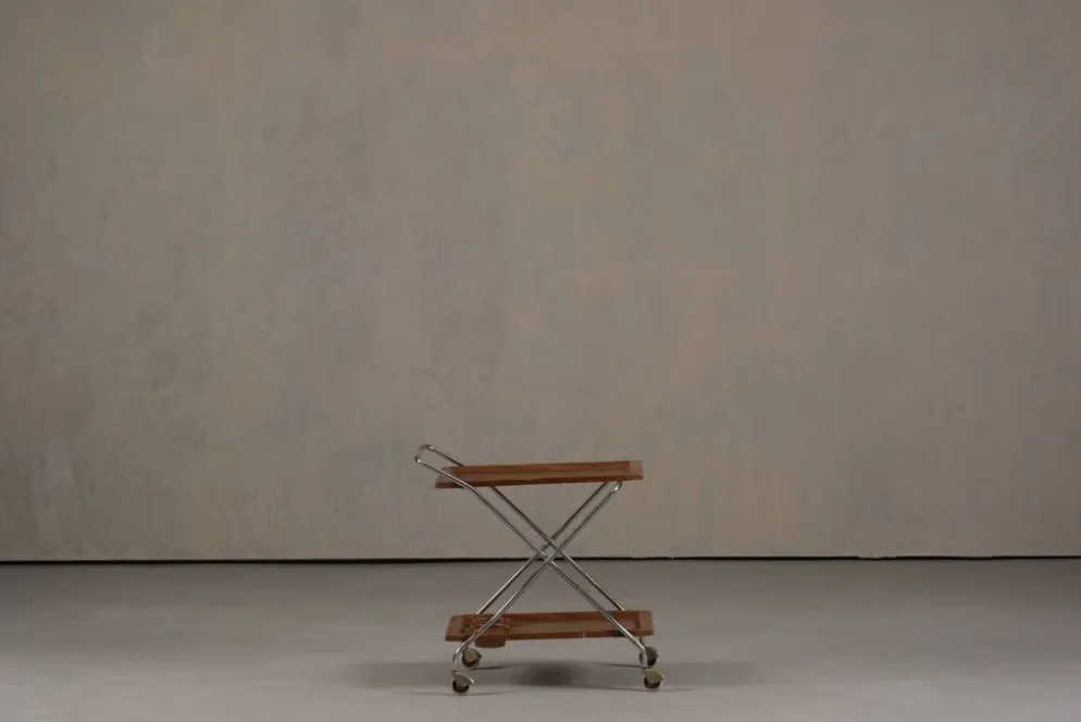 Chariot de bar vintage en aluminium et plastique, Italie années 1970