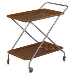 Chariot de bar vintage en aluminium et plastique, Italie années 1970