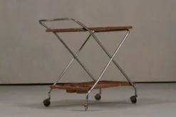 Chariot de bar vintage en aluminium et plastique, Italie années 1970
