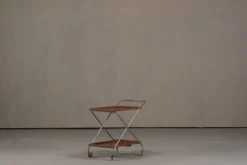 Chariot de bar vintage en aluminium et plastique, Italie années 1970