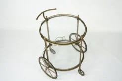 Chariot de bar vintage en laiton de Cesare Lacca, Italie, années 1950.