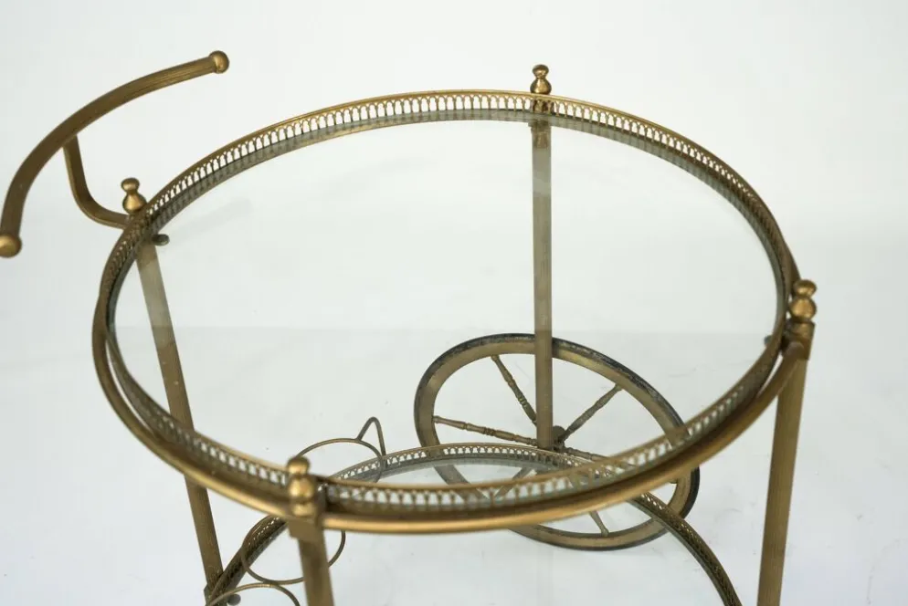 Chariot de bar vintage en laiton de Cesare Lacca, Italie, années 1950.