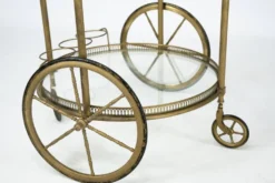 Chariot de bar vintage en laiton de Cesare Lacca, Italie, années 1950.