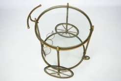 Chariot de bar vintage en laiton de Cesare Lacca, Italie, années 1950.