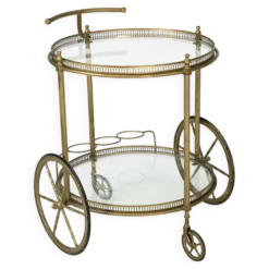 Chariot de bar vintage en laiton de Cesare Lacca, Italie, années 1950.
