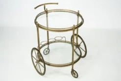 Chariot de bar vintage en laiton de Cesare Lacca, Italie, années 1950.