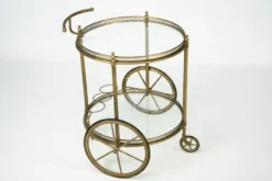 Chariot de bar vintage en laiton de Cesare Lacca, Italie, années 1950.