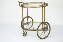 Chariot de bar vintage en laiton de Cesare Lacca, Italie, années 1950.