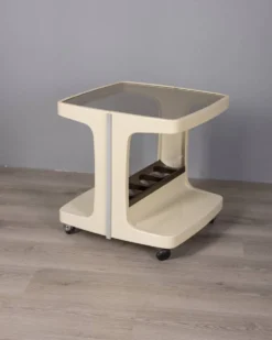 Chariot de bar vintage en plastique et en verre des années 1970 par Marc Held pour Prisunic