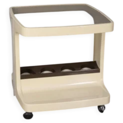 Chariot de bar vintage en plastique et en verre des années 1970 par Marc Held pour Prisunic