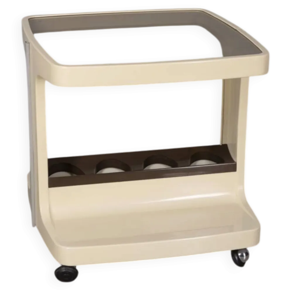Chariot de bar vintage en plastique et en verre des années 1970 par Marc Held pour Prisunic