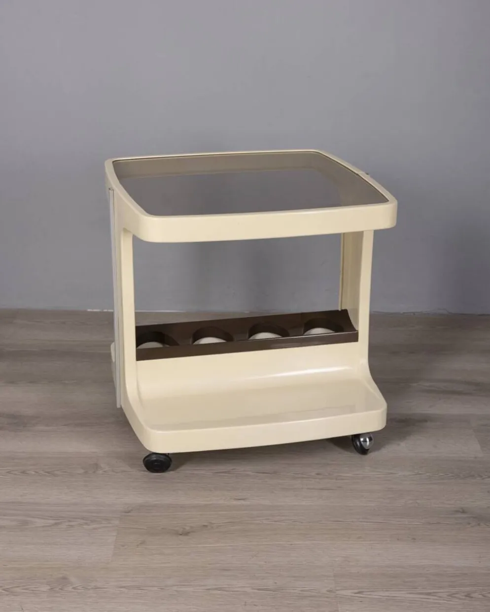 Chariot de bar vintage en plastique et en verre des années 1970 par Marc Held pour Prisunic