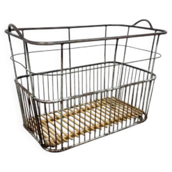 Chariot de boulangerie en métal vintage français long – Trolley à pain industriel – Roulettes L
