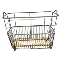 Chariot de boulangerie en métal vintage français long – Trolley à pain industriel – Roulettes L