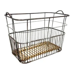 Chariot de boulangerie en métal vintage français long – Trolley à pain industriel – Roulettes L