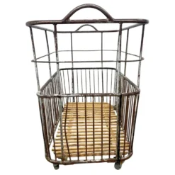 Chariot de boulangerie en métal vintage français long – Trolley à pain industriel – Roulettes L
