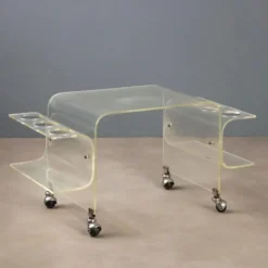 Chariot de cuisine vintage en plexiglas design Italie années 1970