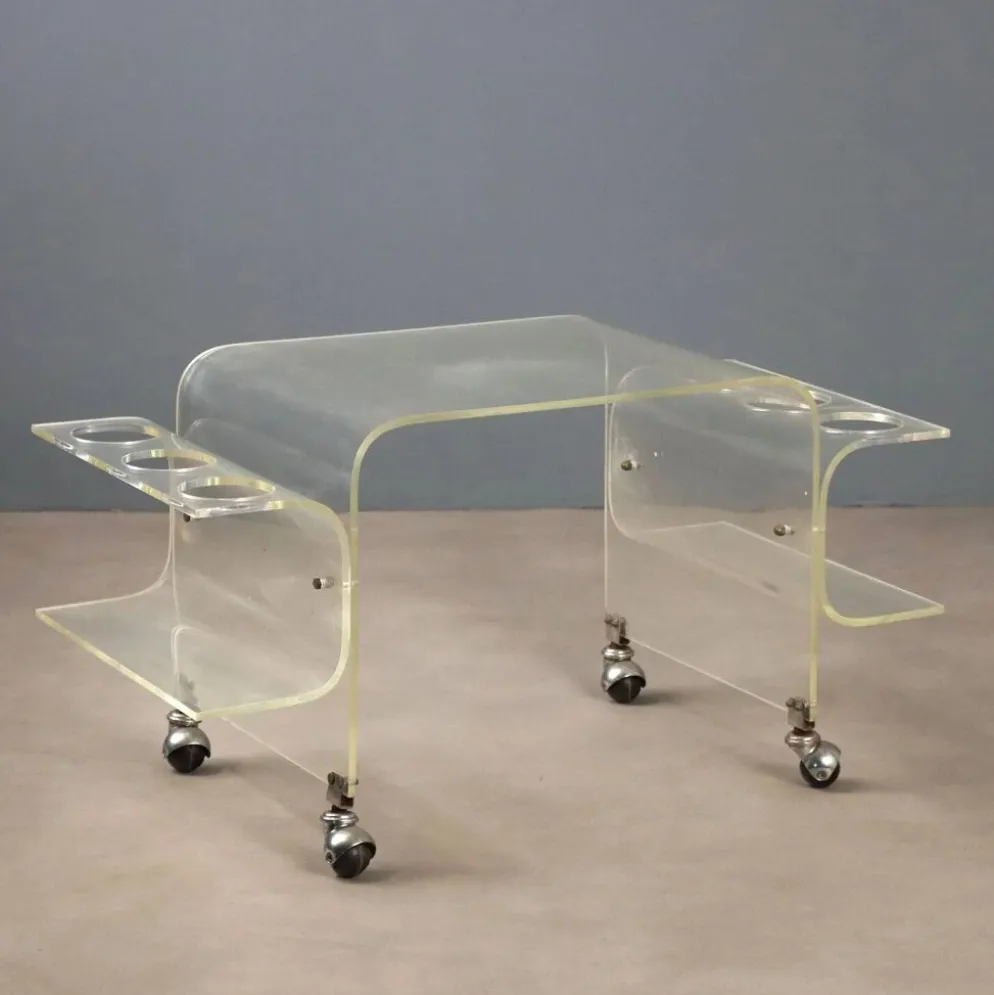 Chariot de cuisine vintage en plexiglas design Italie années 1970