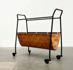 Chariot de service allemand moderne du milieu du siècle avec plateau, années 1960