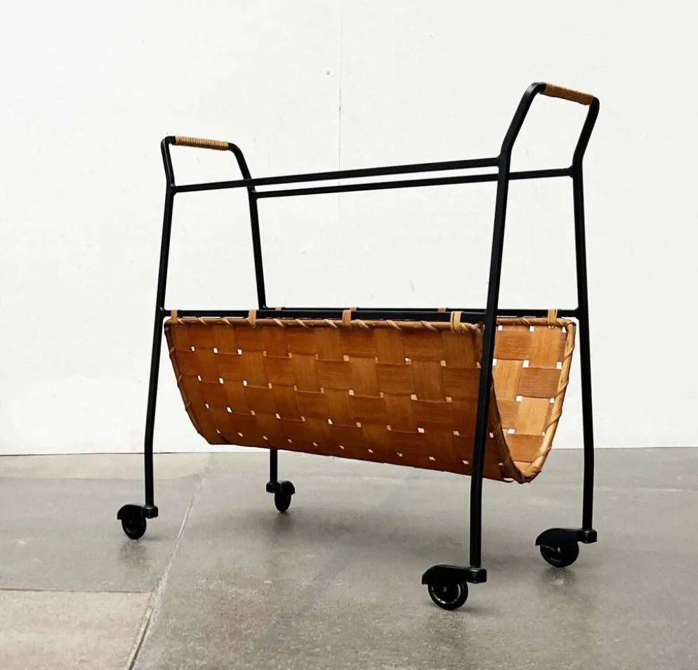 Chariot de service allemand moderne du milieu du siècle avec plateau, années 1960