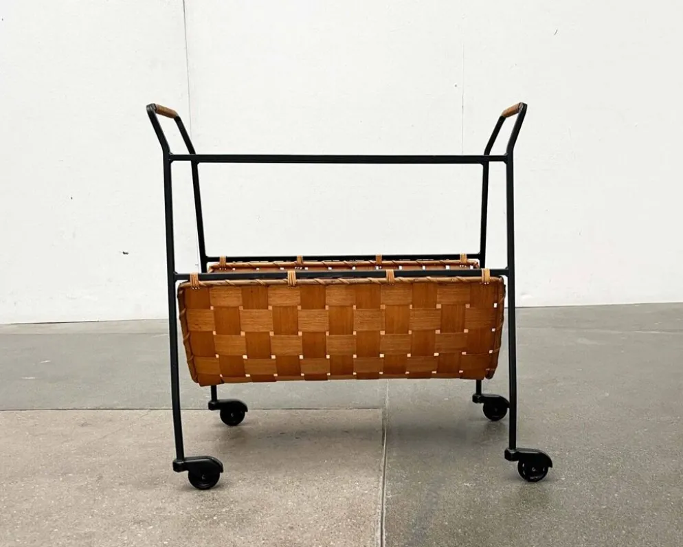 Chariot de service allemand moderne du milieu du siècle avec plateau, années 1960