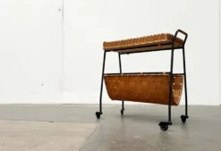 Chariot de service allemand moderne du milieu du siècle avec plateau, années 1960