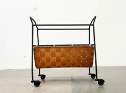 Chariot de service allemand moderne du milieu du siècle avec plateau, années 1960