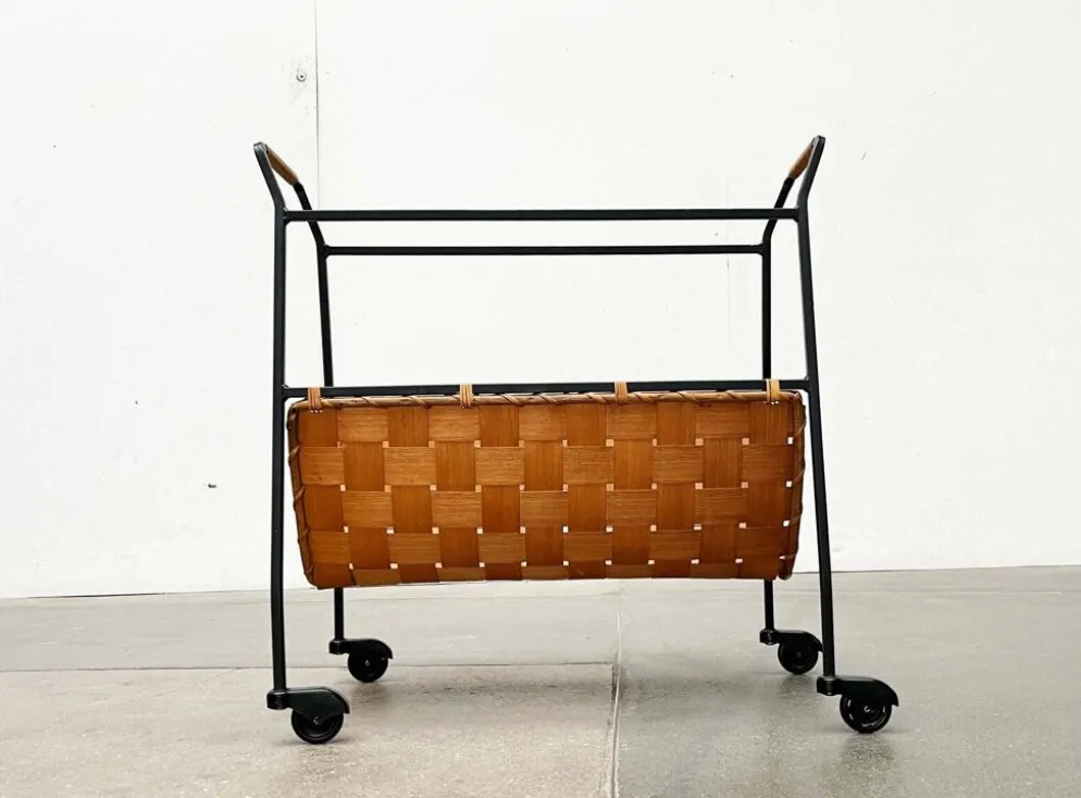 Chariot de service allemand moderne du milieu du siècle avec plateau, années 1960