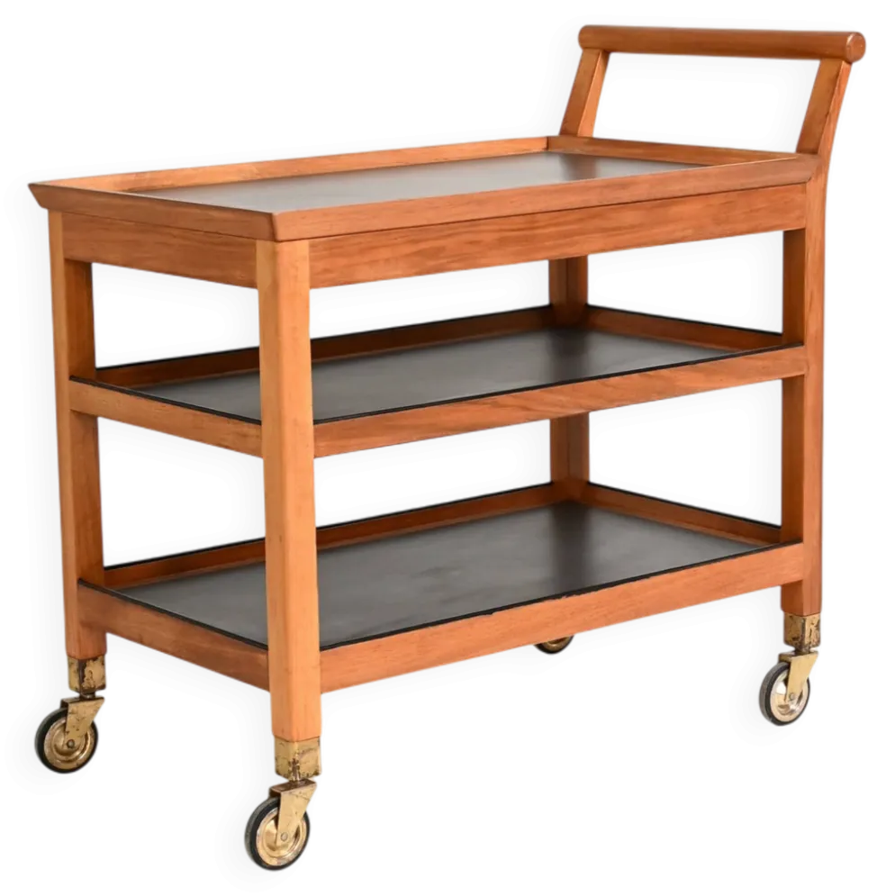 Chariot de service en acajou scandinave, années 1950