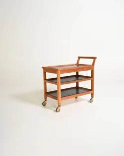 Chariot de service en acajou scandinave, années 1950