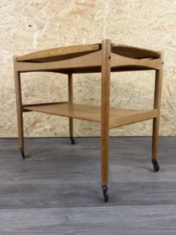 Chariot de service en chêne des années 1960-1970 avec plateau par Poul Hundevad, Danemark