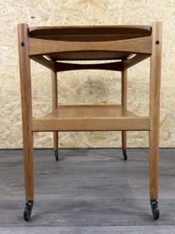 Chariot de service en chêne des années 1960-1970 avec plateau par Poul Hundevad, Danemark