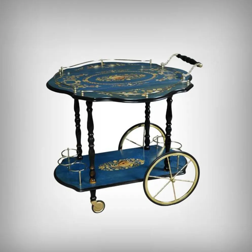 Chariot de service en marqueterie de Sorente, Italie – 1960