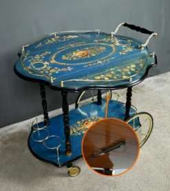 Chariot de service en marqueterie de Sorente, Italie – 1960