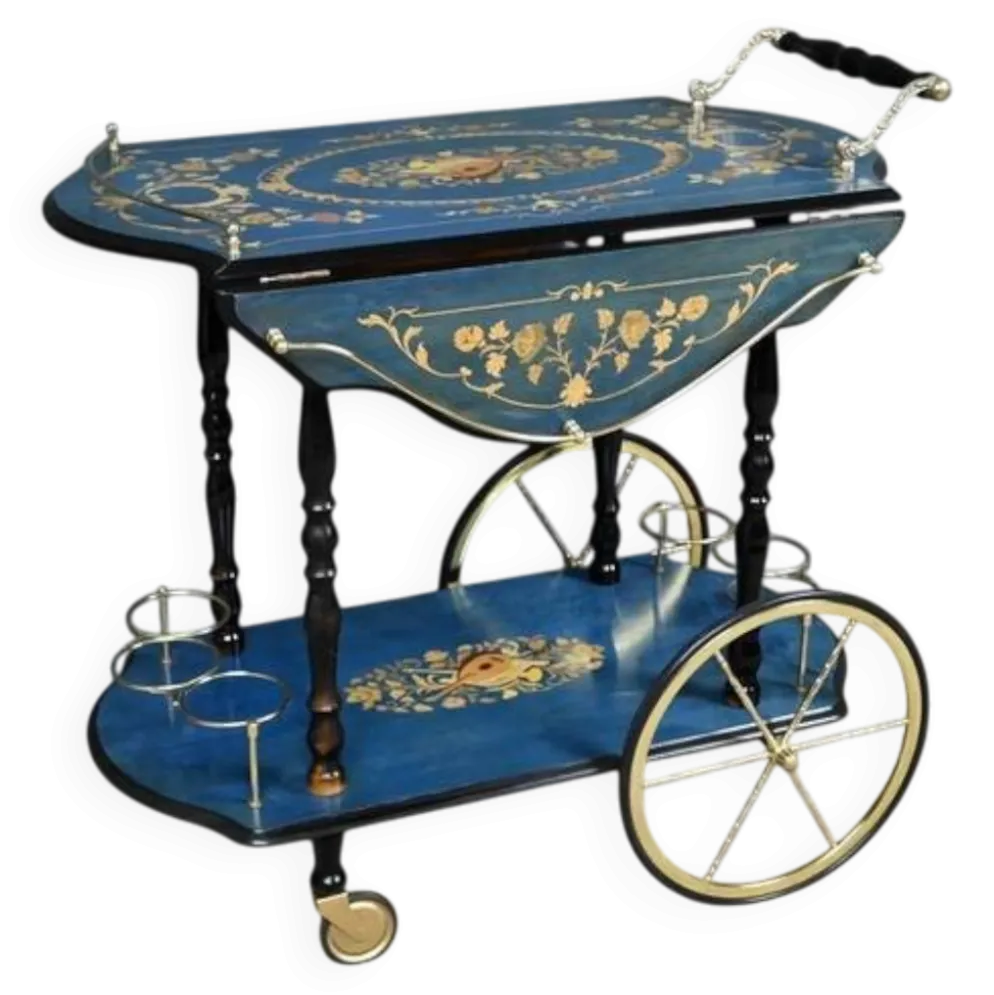 Chariot de service en marqueterie de Sorente, Italie – 1960