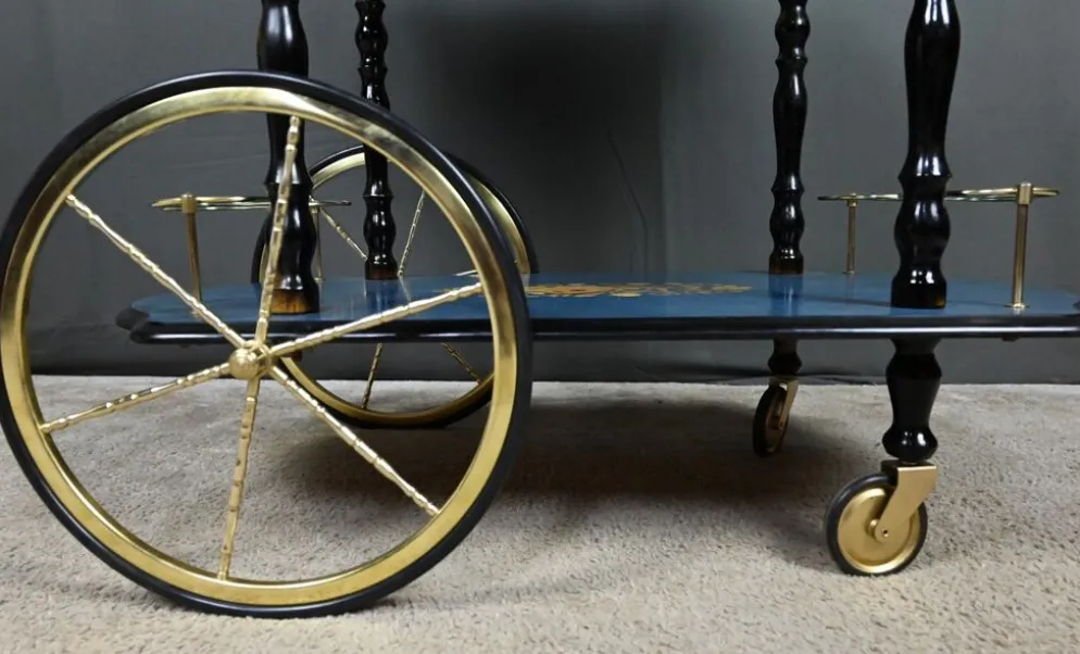 Chariot de service en marqueterie de Sorente, Italie – 1960