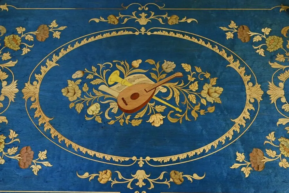 Chariot de service en marqueterie de Sorente, Italie – 1960