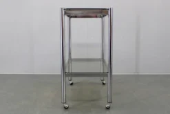 Chariot de service en verre fumé des années 70, Italie.