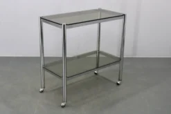 Chariot de service en verre fumé des années 70, Italie.