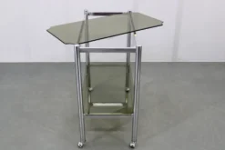 Chariot de service en verre fumé des années 70, Italie.