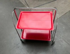 Chariot de service pliable vintage allemand, bar à maison ou table d'appoint, années 1970