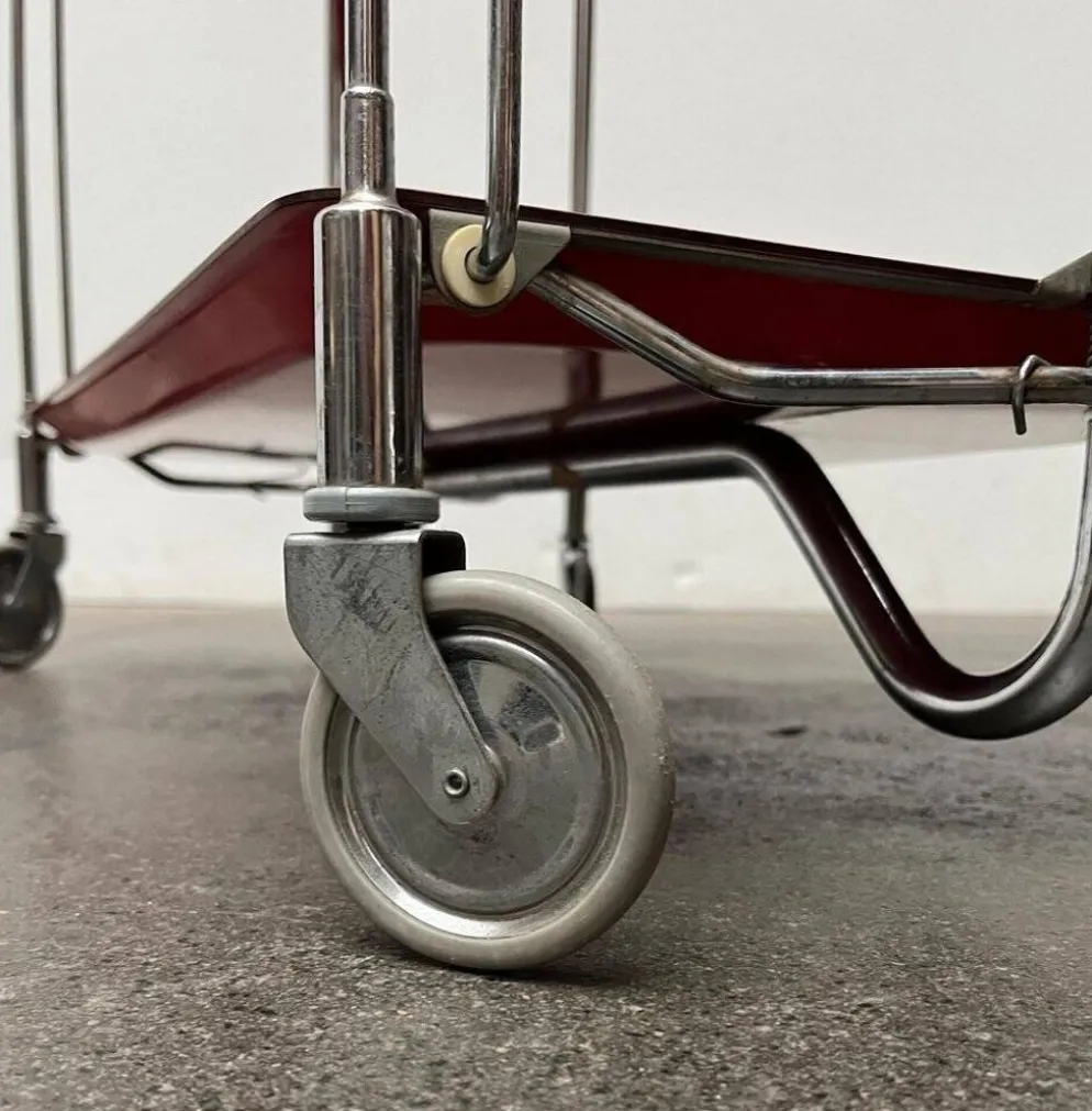 Chariot de service pliable vintage allemand, bar à maison ou table d'appoint, années 1970