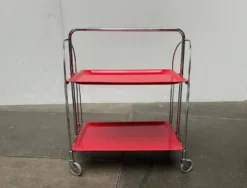 Chariot de service pliable vintage allemand, bar à maison ou table d'appoint, années 1970