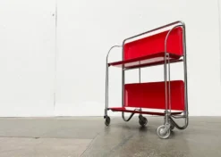 Chariot de service pliable vintage allemand, bar à maison ou table d'appoint, années 1970