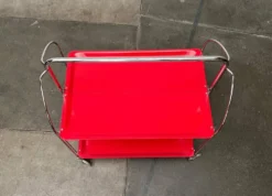 Chariot de service pliable vintage allemand, bar à maison ou table d'appoint, années 1970