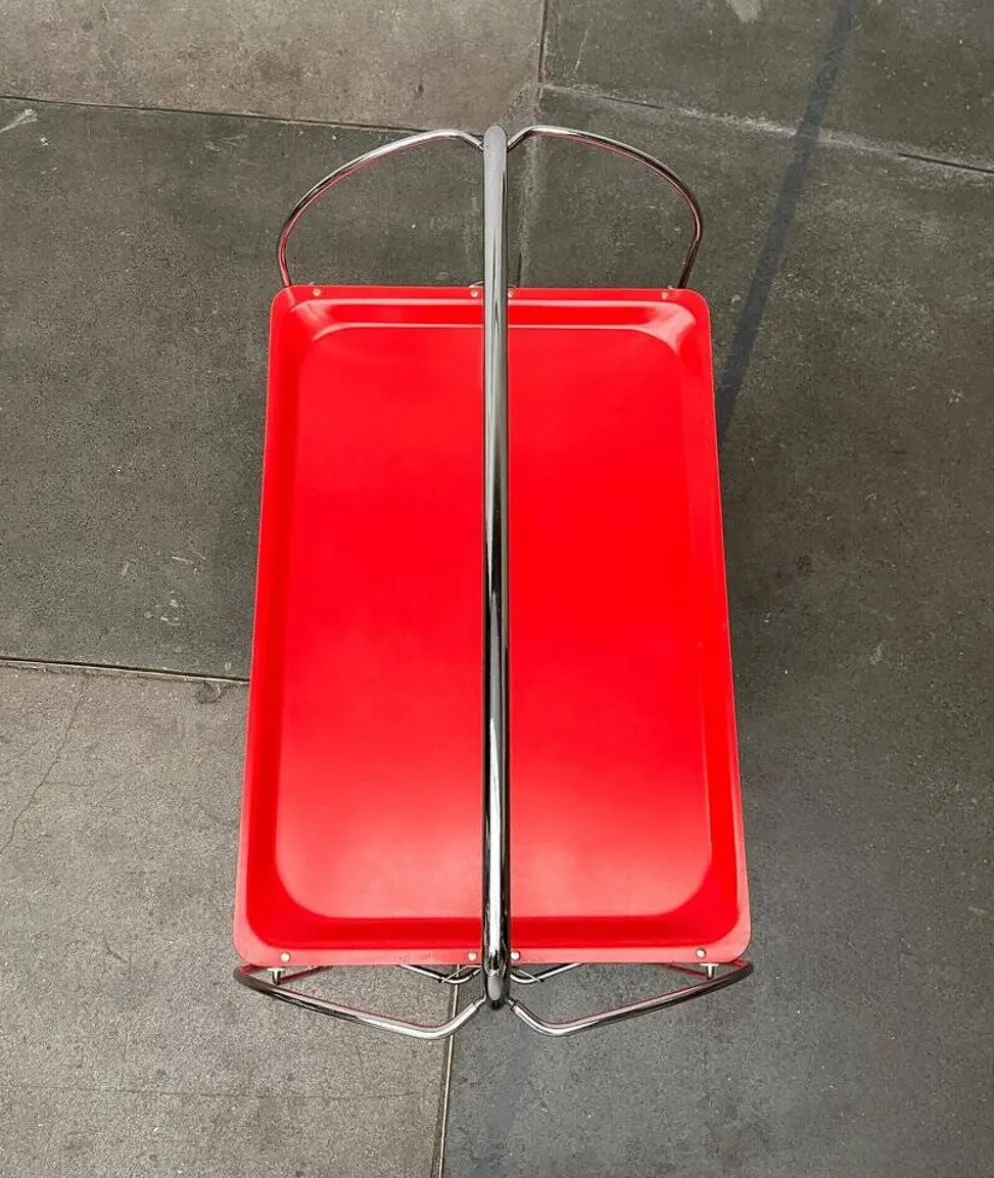 Chariot de service pliable vintage allemand, bar à maison ou table d'appoint, années 1970