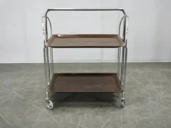 Chariot de service pliant en chrome allemand des années 1960