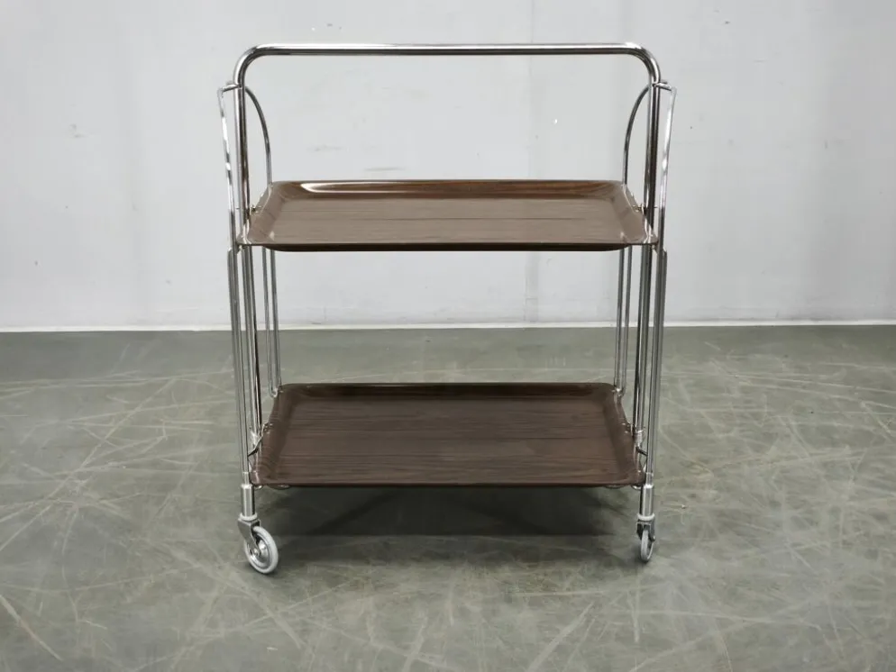 Chariot de service pliant en chrome allemand des années 1960